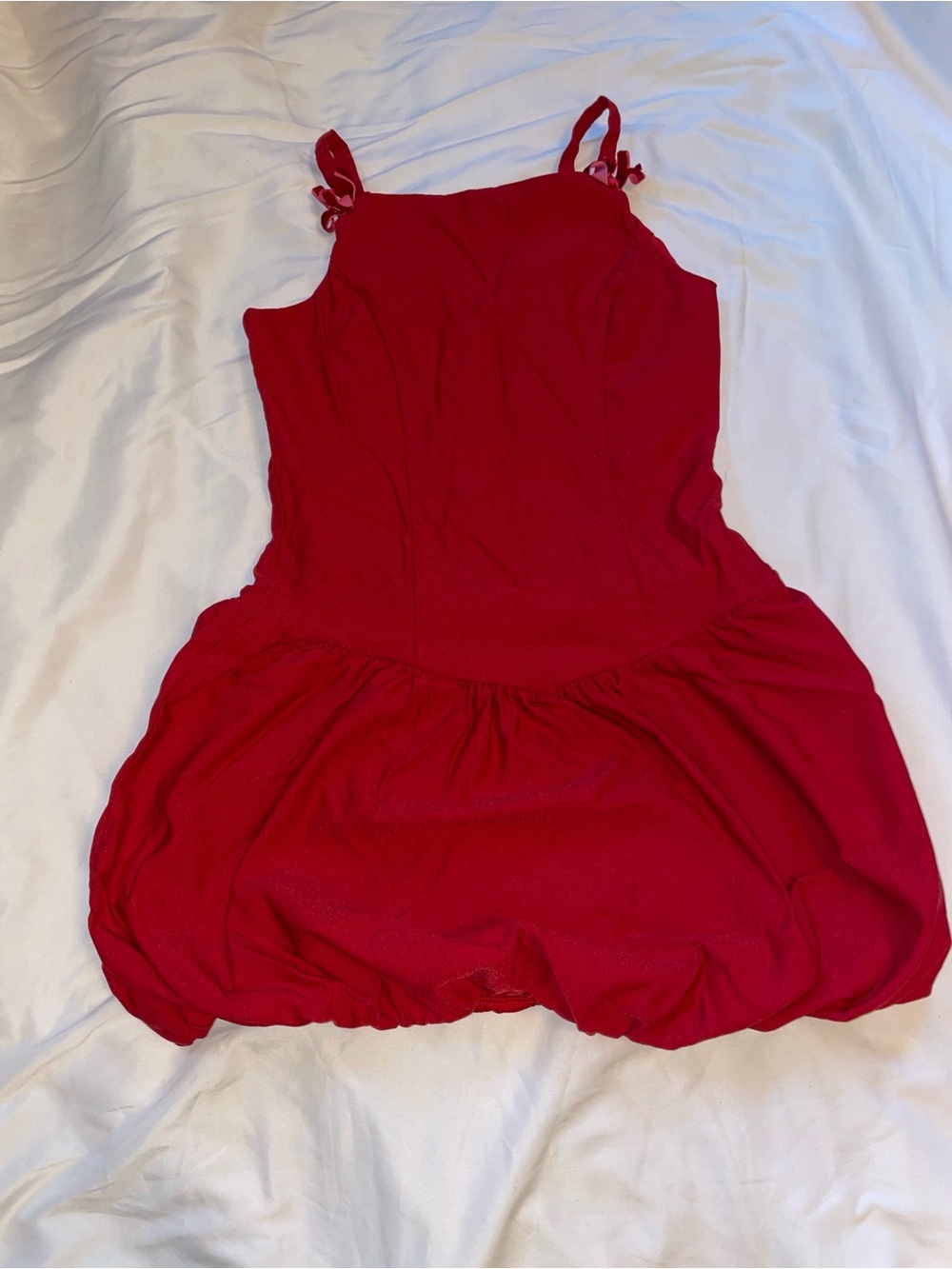a new day Red Tie-Strap Bubble Hem Dress